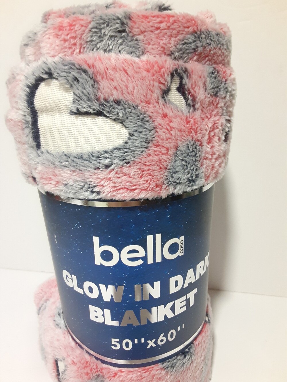 Glow In The Dark Hearts Blanket 50"x60" Black / Red / White Cozy Snuggle NEW NIP